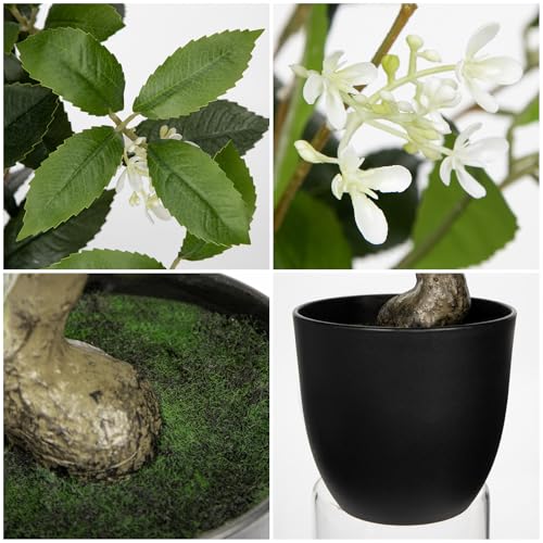 Briful 16.5'' Fake Plants Faux Laurel Bay Tree in Black Pot Realistic Greenery Artificial Plants Indoor Houseplant for Home Decor Farmhouse Bathroom Living Room Wedding Table Centerpieces - color: 16.5'' Tall-green