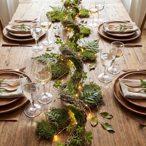 68.9inch Bendable Creepy Artificial Greenery Garland Faux Tree Trunk Branches Twigs Twisted Grape Vines Clover Leaves for Fireplace Mantel Halloween Wall Hanging Outdoor Baby Shower Party Swing Decor