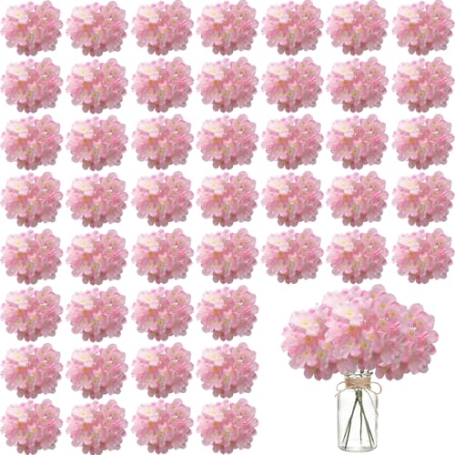 100PCS Artificial Hydrangea Flowers, Fake Flowers Silk Hydrangea Full Flowers Heads with Stems for Wedding Home Party Shop Baby Shower Decor (Baby Pink) - color: Baby Pink