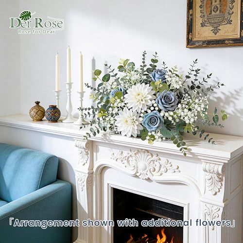 Der Rose 24Pcs Mixed Eucalyptus Stems&Babys Breath Artificial Flowers Bulk, Fake Flowers DIY Kit with Silver Dollar Leaves, Artificial Greenery Stems for Home Table Centerpieces Wedding Bouquets Decor - size: 24-Mixed Eucalyptus Stems