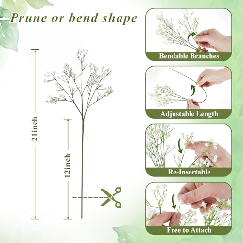 DomeStar Artificial Baby’s Breath Flowers – 42 PCS White Fake Gypsophila for Wedding Centerpieces, Home Decoration, DIY Crafts, Bridal Shower, Party Decor & Gifts