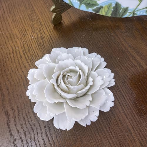 Ceramic Flower Wall Art, Artificial Flower Wall Sculpture，Handcrafted 3D Hanging Porcelain Flowers ,3D Wall Hanging Decor ,Porcelain Flower Wall Décor for Home，Hallway，Kitchen，Office (White,Camellia, 2.76") - color: White,Camellia, size: 2.76"