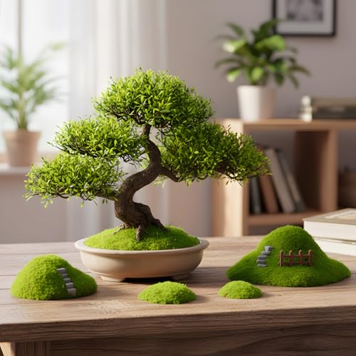 Solsew 6 Pcs Artificial Fake Green Moss for Potted Plant Indoor Waterproof Decorative Faux Moss Decor for DIY Crafts Garden Wedding Party Decoration (Bright) - style: Bright