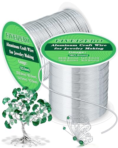 FIVEIZERO 18 Gauge&12 Gauge Aluminum Craft Wire,1mm/2mmArmature Wire for Sculpting, Bendable Metal Wire for Jewelry Making, Wire Wrapping, Floral Sculptures,Clay & Christmas Ornaments Crafting(Sliver) - size: 18+12 Gauge