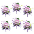 Marriwise 6pcs Light Purple Boutonniere for Men, Artificial Silk Rose Flowers Wedding Groom Groomsmen Boutonniere for Wedding/Anniversary/Prom/Rustic Wedding/Homecoming (Light Purple) - color: Light Purple