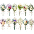 12/24 PCS Charming Dried Flowers Bouquet for Vase Various Dried Wildflowers with Stems Mini Handmade Wildflowers Natural Real Flowers Bulk Flowers Craft (White Series, 12 PCS) - color: White Series