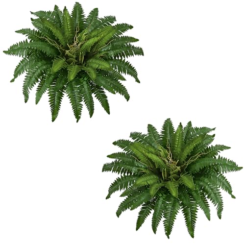 38In Artificial Boston Ferns Bush, Set of 2 Large Faux Ferns Plants, 47 Branches Fake Ferns for Home Living Room Decor, Indoor and Outdoor - size: 2 PCS-38"