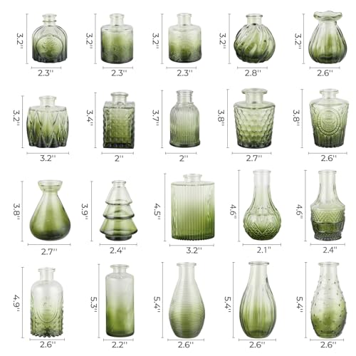 BEAHOT Bud Vase in Bulk - Flower Vases for Wedding Decorations, Glass Vase for Table Decorations, Small Vase for Home, Mother's Day, Centerpieces, Party, Office (32pack,Green) - color: Green