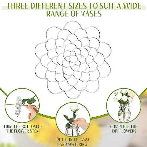 Hotop 3 Pcs Flower Arrangement Holder Floral Grid Flower Frog Tool Wire Stainless Steel Easy Arranger Floral Organizer for Vase Stems Bouquets(5'', 6'', 7'' Dia,Cute Style) - color: Cute Style, size: 5'', 6'', 7'' Dia