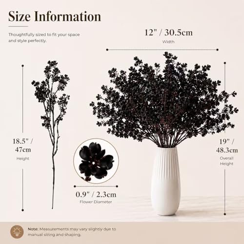 Mandy's 6 Bundles Artificial Black Baby’s Breath Flowers | 18.5 Inch Silk Gypsophila European Style Modern Home Decor Centerpiece Neutral Wedding Flower Arrangements - color: Black
