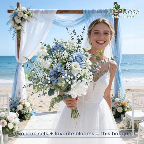 Der Rose 24Pcs Mixed Eucalyptus Stems&Babys Breath Artificial Flowers Bulk, Fake Flowers DIY Kit with Silver Dollar Leaves, Artificial Greenery Stems for Home Table Centerpieces Wedding Bouquets Decor - size: 24-Mixed Eucalyptus Stems