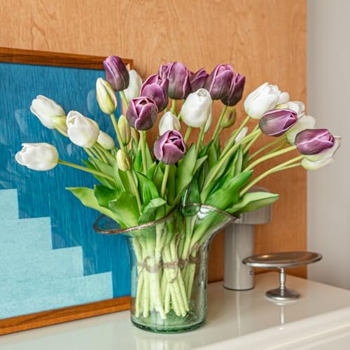 Artificial Tulips Flowers,Latex Bouquet, Fake Tulips,Spring Wedding Home Room Table Centerpiece Decor - color: 40pcs Sz(no Vase)