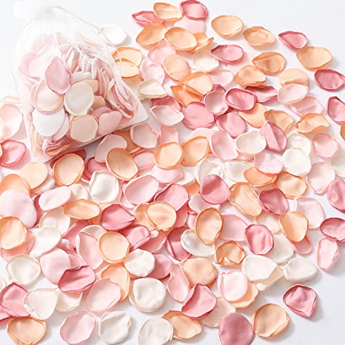 Serwalin 300Pcs Silk Rose Petals Artificial Flower Petals for Weddings Champagne Gold Petals Fake Flower Girl Petals for Wedding Flower Girl Basket Aisle Runner Bridal Shower (4 Color Mixes) - color: Champagne Gold, size: 300pcs