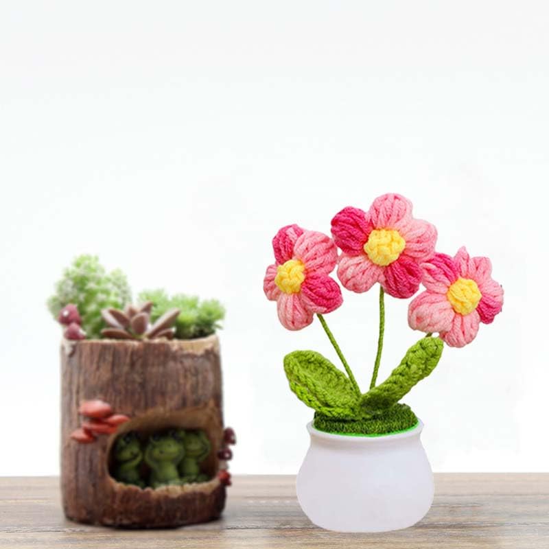 Crochet Flowers Cute Flower for Women,Knitting Flowers Gift for Friends,Mother, Coworkers, Valentines,Graduation, Christmas,Office Desk & Home Decoration(Pink) - color: Pink