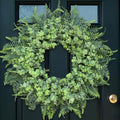 26'' Eucalyptus and Boston Ferns Wreath for Front Door - Large Artificial Greenery Outdoor Wreath for Porch,Window,Farmhouse,Home,Hanging Decor- Spring, Summer, All Seasons (Gray-Green)