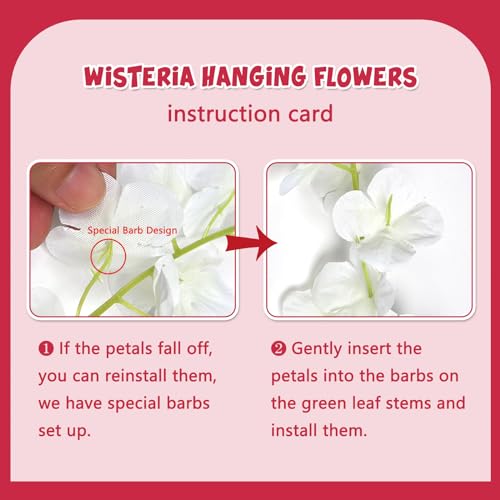 5 Pack Red Wisteria Hanging Flowers Garland, 3.77 Feet Artificial Flower Vines, Fake Wisteria, Artificial Vines Hanging Garland for Backdrop Outdoor Yard Garden Decor - color: Red, size: 5 PCS
