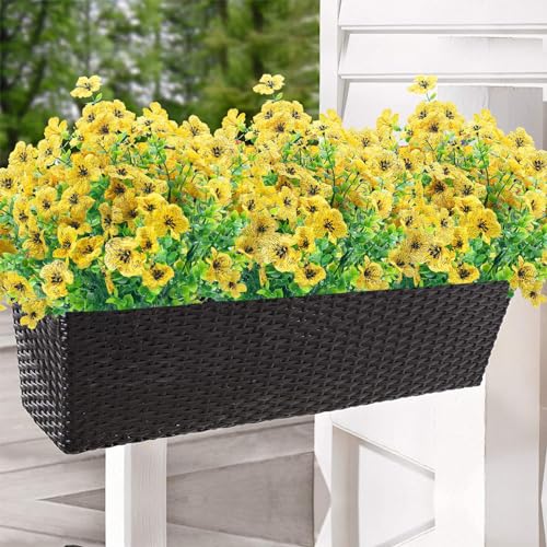 Outdoor Artificial Fake Flowers,20 Bundles UV Resistant Faux Flower No Fade Plastic Flowers Plants for Garden Patio Porch Home Wedding Farmhouse Decor(Yellow) - color: Yellow, size: 20 Bundles