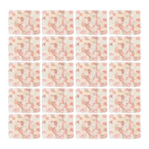 DNYSYSJ Flower Wall 20PCS 23.62" x 15.75" x 0.79" Autumn Pink Orange Hydrangea Artificial Rose Flowers Panel Silk Fabric Wall Mat for Garden Patio Wedding Stage Indoor Outdoor Decor - color: Autumn Pink Orange, size: 20 pieces