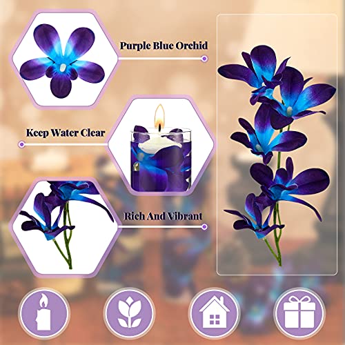 Canlierr 24 Pieces Blue Purple Faux Orchid Flowers Artificial Flower Vase Fillers Wedding Table Centerpieces Filling for Floating Candles DIY Wedding Bouquet Arrangement Birthday Party Home Decor