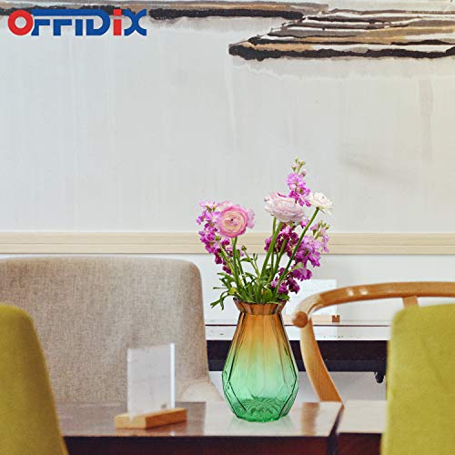OFFIDIX Glass Vase Gradient Multicolor with Geometric Faceted Design Floral Vase for Home, Business, Events or Weddings - color: C-tawny Green Gradient