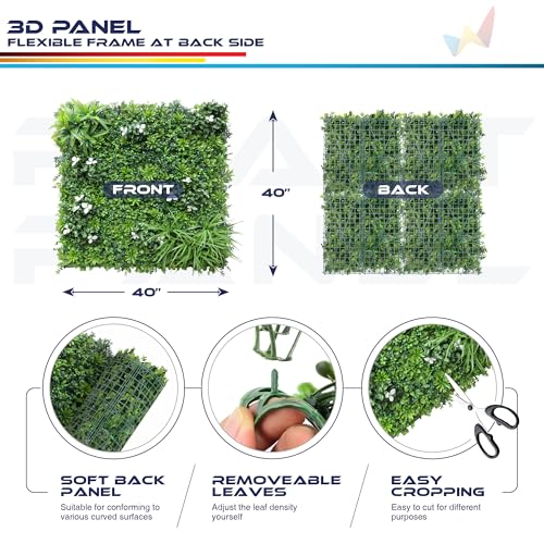 Windscreen4less 1 PC 40"x40" Artificial Boxwood Panels Faux Plant Grass Green Wall Panel Decoration for Outdoor Indoor Garden Backyard (Style 2) - color: 3d Panel Style 2, size: 40"x40"