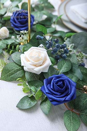 Floroom Artificial Flowers 25pcs Real Looking Champagne Foam Fake Roses with Stems for DIY Wedding Bouquets Bridal Shower Centerpieces Floral Arrangements Party Tables Home Decorations - color: Champagne, size: 25Pcs