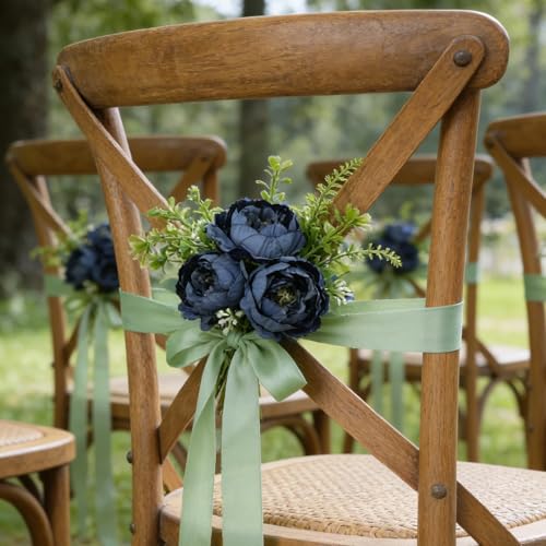 12 Bundles Navy Blue Peonies Artificial Flowers Bulk for Centerpiece | Realistic Silk Flowers, Wedding Decoration, Home Table Centerpiece, DIY Bouquet - color: Navy Blue