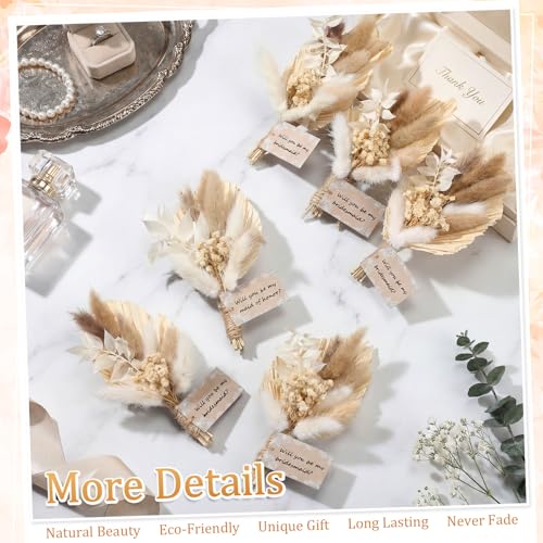 Suncalla 6 Pcs Bridesmaid Proposal Gifts Bouquets Mini 6 Inch Dried Flower Bouquets Will You Be My Bridesmaid Card for Bridal Shower Wedding Bachelorette Party Proposal Box(White,Boho) - color: White, style: boho