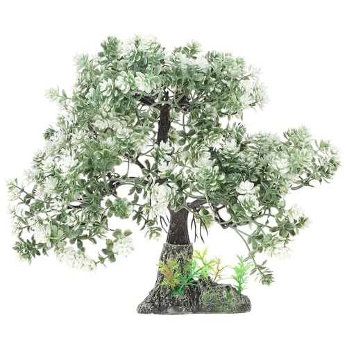POPETPOP Aquarium Decor Fake Tree 4.13X2.36X10.62In Realistic Plastic Bonsai Plant Fish Tank Ornament for Freshwater Saltwater Aquariums Home Office Decoration