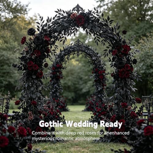 GREENTIME 1 Pack 6.5Ft Artificial Black Eucalyptus Greenery Garland Fack Willow Garland Gothic Decor for Table Runner Wedding Arch Home Mantel and Halloween Party - color: Black-1