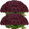 Carlita's Blooms 50pcs Burgundy Rose Artificial Silk Roses, Realistic, Long Lasting, Versatile for Weddings & Parties - color: 50pcs Burgundy