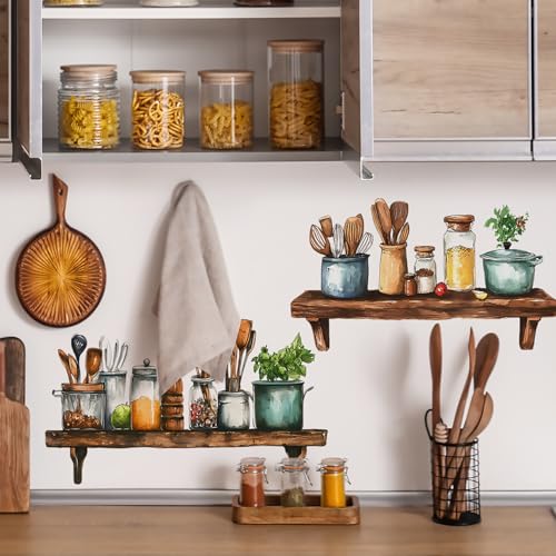 Kitchen Wall Decals Removable Dining Room Wall Stickers Peel and Stick Vinyl Waterproof Kitchen Utensils Wall Decor for Home Office School Coffee Shop - style: Kitchen