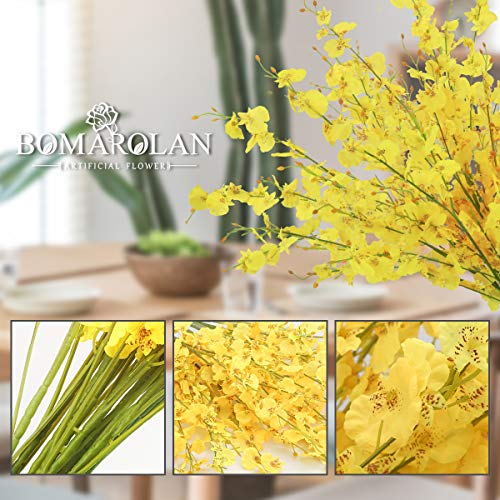 BOMAROLAN Artificial Orchid Silk Fake Flowers Faux Dancing Lady Orchids Stems Flower 10 Pcs Real Touch for Wedding Home Office Party Hotel Yard Decoration Restaurant Patio Festive Furnishing(Yellow) - color: Yellow