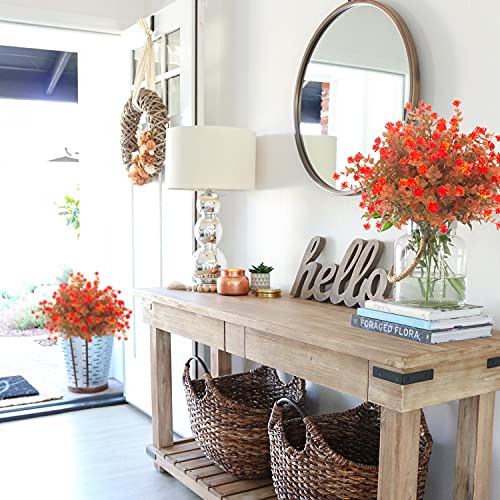 Grunyia Artificial Fall Flowers, Fake Outdoor UV Resistant Autumn Plants for Home Kitchen Christmas Festival Thanksgiving Autumns Decoration(Fall Orange) - color: Fall Orange-eucalyptus