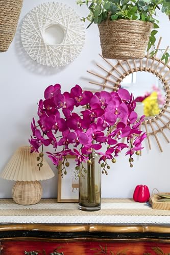 Hot Pink Artificial Orchids Flowers 5PCS Faux Orchid Stems 35.4" Phalaenopsis Branches for Tall Vase for Bridal Shower Home Party Wedding Decoration (Hot Pink) - color: Hot Pink