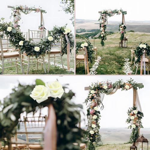 100PCS Ivory Realistic Roses - Artificial Latex Foam Flowers with Bendable Stems & 24PCS Leaves for Wedding, Home and Party DIY Decor - color: Ivory, size: 100