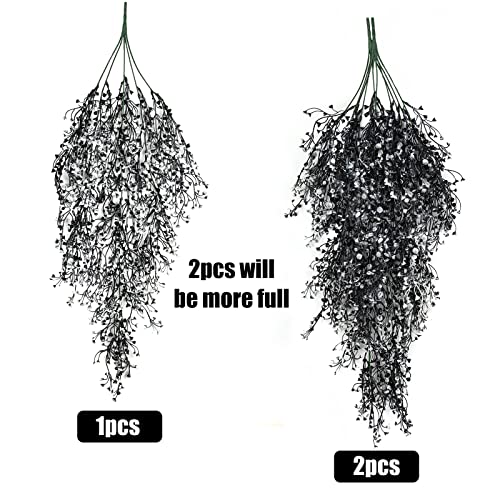 RECUTMS Hanging Fake Vines Artificial Hanging Plants Flowers 4Pcs Faux Ivy Ferns Wall Plants for Bedroom Indoor Outdoor Garden Patio Halloween Thanksgiving Decoration (Black White) - color: Black White-hanging