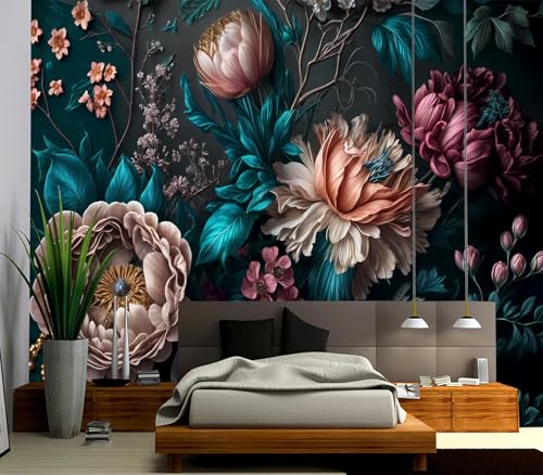 Cliouar-Peony Flowers Mural Wallpaper Peel and Stick 137" x 102"