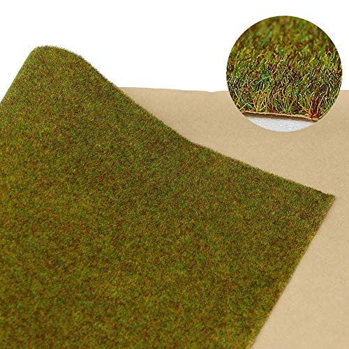 CP135 Artificial Model Grass Mat Trains Yellow Green Late Autumn 40 x 100cm or 15.7‘’x 39'' for Decoration Craft Scenery Model DIY - color: Yellow Green
