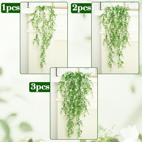 12 Pcs Artificial Hanging Flowers Fake Eucalyptus Leaf Trailing Vines Faux Flower Greenery Garland Plastic Plants for Indoor Outdoor Wall Garden Front Porch Home Decor (Mixed Color) - color: Mixed Color-12pcs
