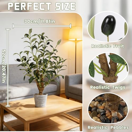 TOARTi Artificial Small Olive Tree Potted Plant with Stone Pot, 11.8" Tall Japanese Bonsai Tree Faux Plants Desk Plant, Realistic Greenery Decor for for Home Bedroom Bathroom Office Desk - color: Olive-single Stem 11.8''