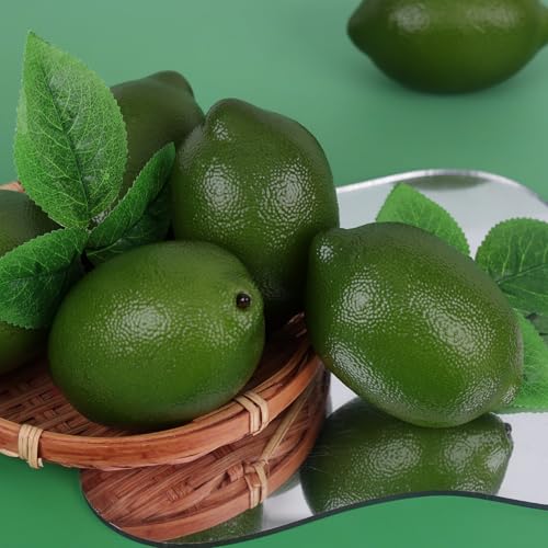 Gresorth 8pcs High Grade Fake Green Lemon Decoration Artificial Realistic Fruit Simulation for Home Party Holiday Christmas Display - color: C