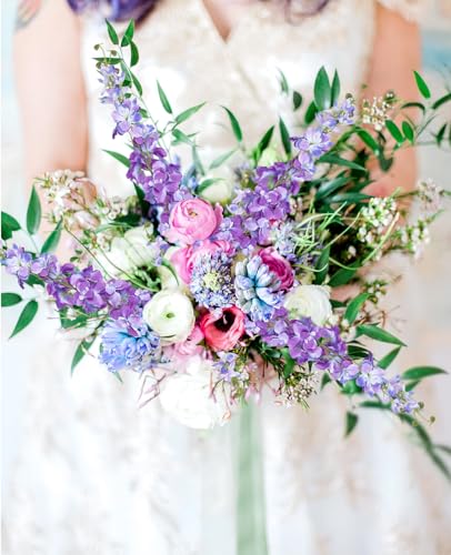 6Pcs Artificial Delphinium Flowers 37.4’’Purple Fake Larkspur Flowers Silk Flowers with Long Stems for Tall Vase Table Centerpiece Home Wedding Party Garden Decor(Purple) - color: Purple