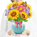 Airpark Pop Up Flower Bouquet Card for Women, 3D Floral Greeting Card with Envelope and Note, Birthday Thank You Thinking of You Get Well Gift for Mom Friend Wife Teacher, Sunflower - style: Sunflowers