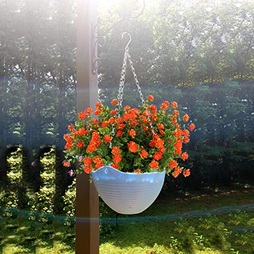 6 Bundles Artificial Flowers, Fake Artificial Greenery UV Resistant No Fade Faux Plastic Plants for Wedding Bridle Bouquet Indoor Outdoor Home Garden Kitchen Office Table Vase (Orange Red) - color: Orange Red