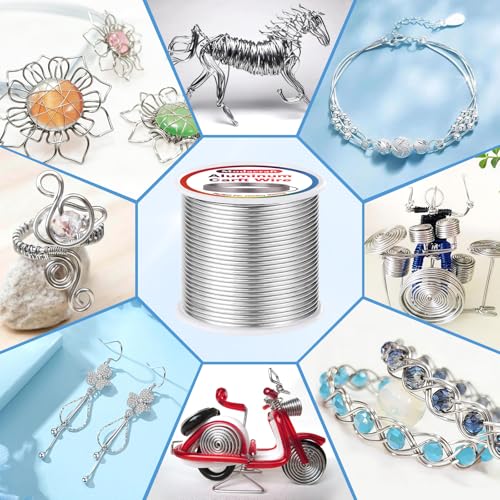 Modacraft 12 Gauge Aluminum Wire - 100 Ft 2mm Bendable Metal Craft Wire with Micro Flush Cutter for Sculpting, Jewelry Making, Floral Design, Doll Making, Bonsai Training, and DIY Crafts - size: 12 Gauge