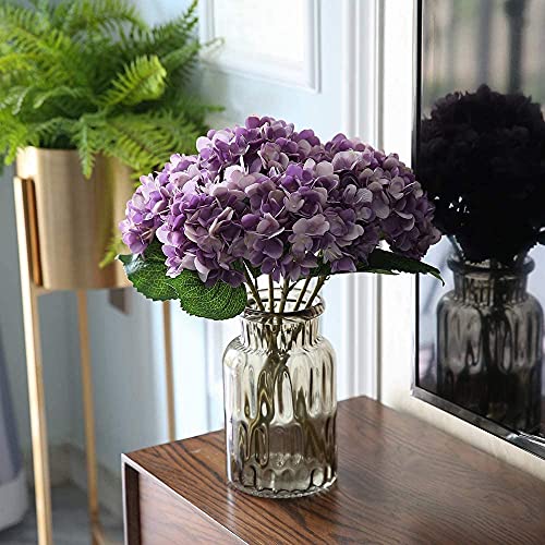 6 Pack Light Purple Faux Hydrangea Flowers, Silk Artificial Fake Hydrangea Stems for Wedding Centerpieces, Home Table Decor & Baby Shower Arrangement - color: Light Purple