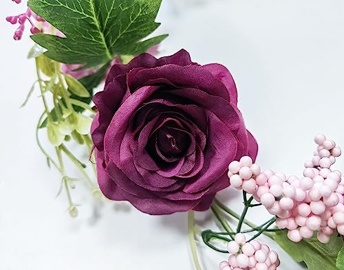 Peony Flower Garland, Rose Flower Swag, 6' Wedding Arch Flowers for Wedding Decor Home Table Runner Mantle Party Decor(Dusty Peony Garland) - color: Purple Peony Garland