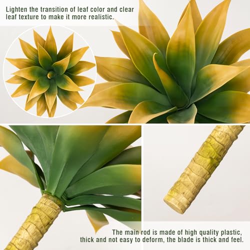 Ttranewsoo Artificial Agave Plants,Large UV Resistant Fake Agave Planters for Indoor and Outdoor Decorating Tropical Plant Succulents Greenery Indoor Decor (2Pack,18" Yellow) - color: Yellow Green