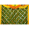 8x6ft India Pooja Photography Backdrop Yellow Flower Green Flower Wall Hindu Photography Background Indian Wedding Puja Ganpati Pooja Traditional Mehndi Festival for Kids Adult Studio Video - size: 8x6ft-polyster